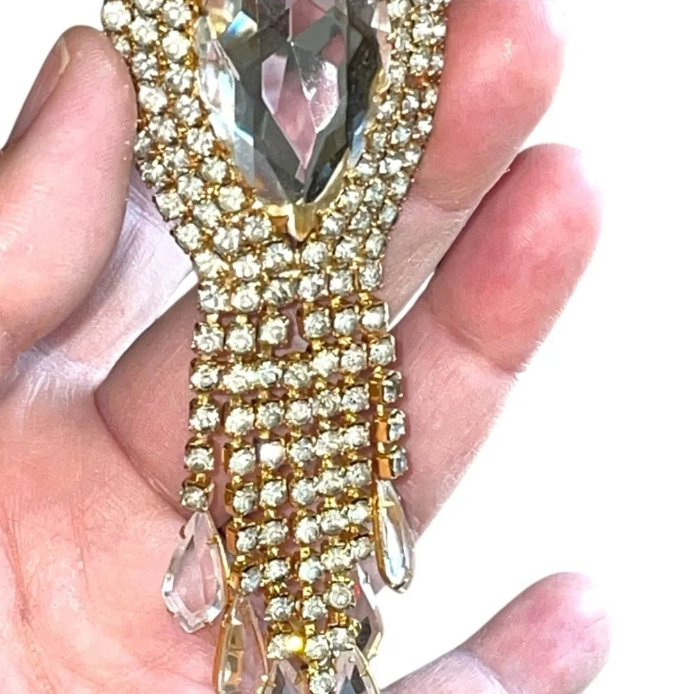 Vintage rhinestone brooch and earrings, unsigned, lever back with screw earrings